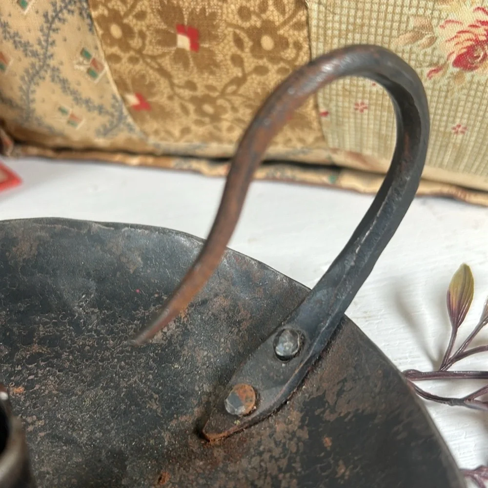 VTG Hand Forged Iron Candlestick Handheld Hand Made Rustic Farmhouse Primitive